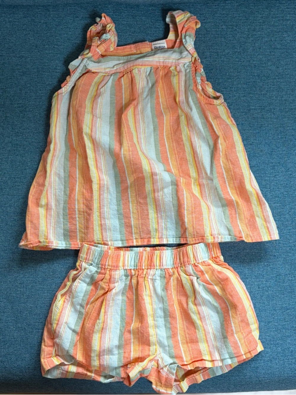 Striped Orange & White Two-Piece Tank and Shorts Set Size 2T